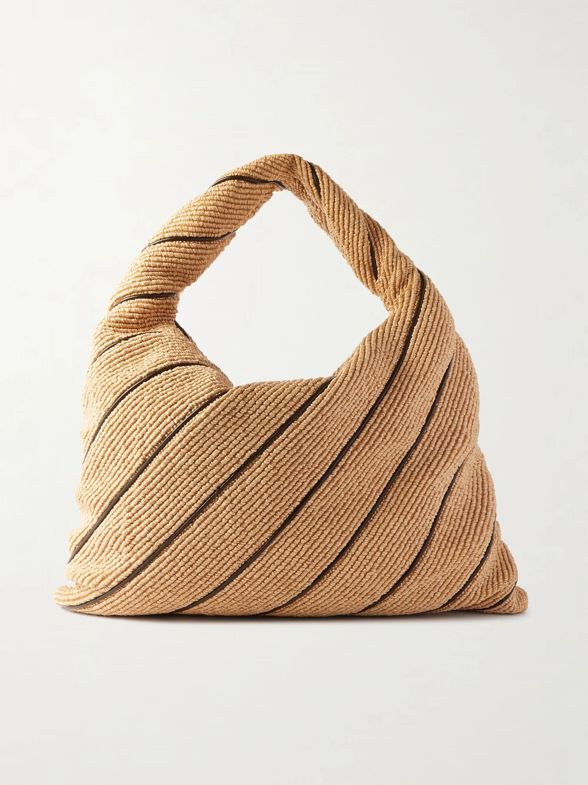 Bottega Veneta Large Hop Stripe Raffia Hobo Bag