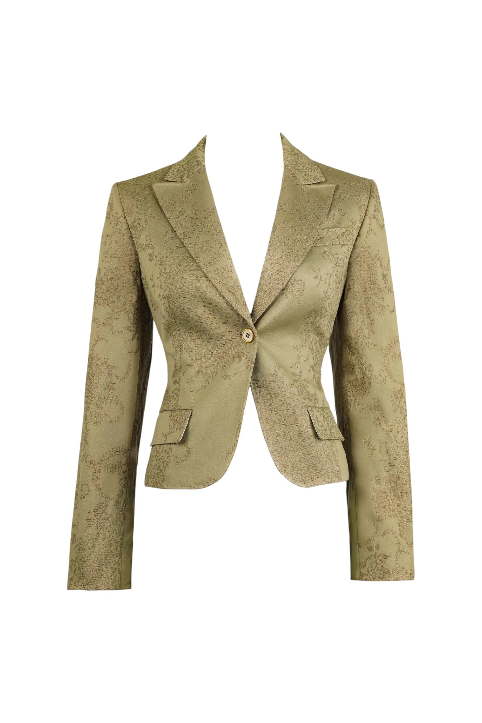 Vintage Alexander Mcqueen Gold Floral Jacquard Blazer
