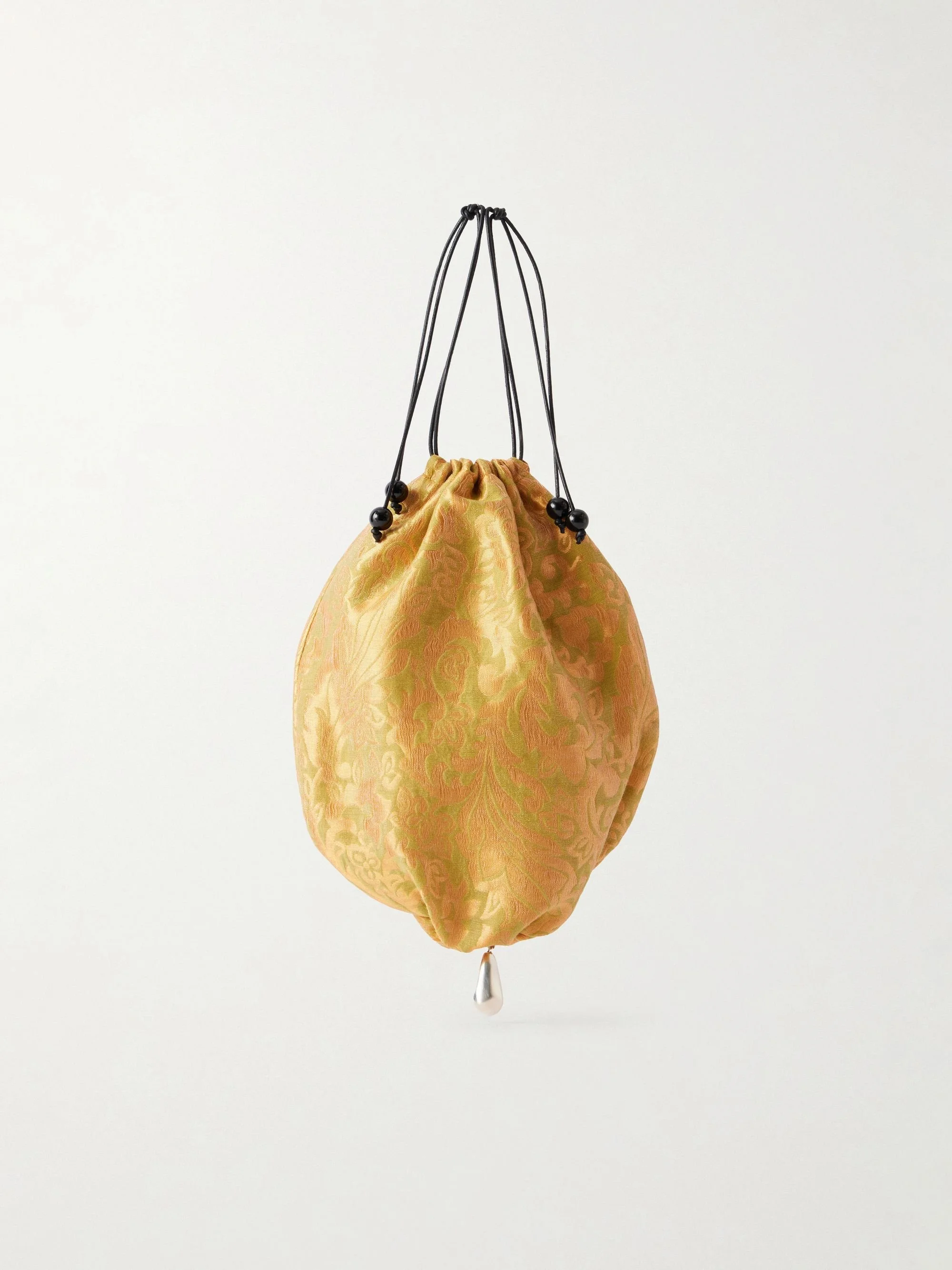 Sophie Buhai Teardrop Embellished Satin Jacquard Pouch
