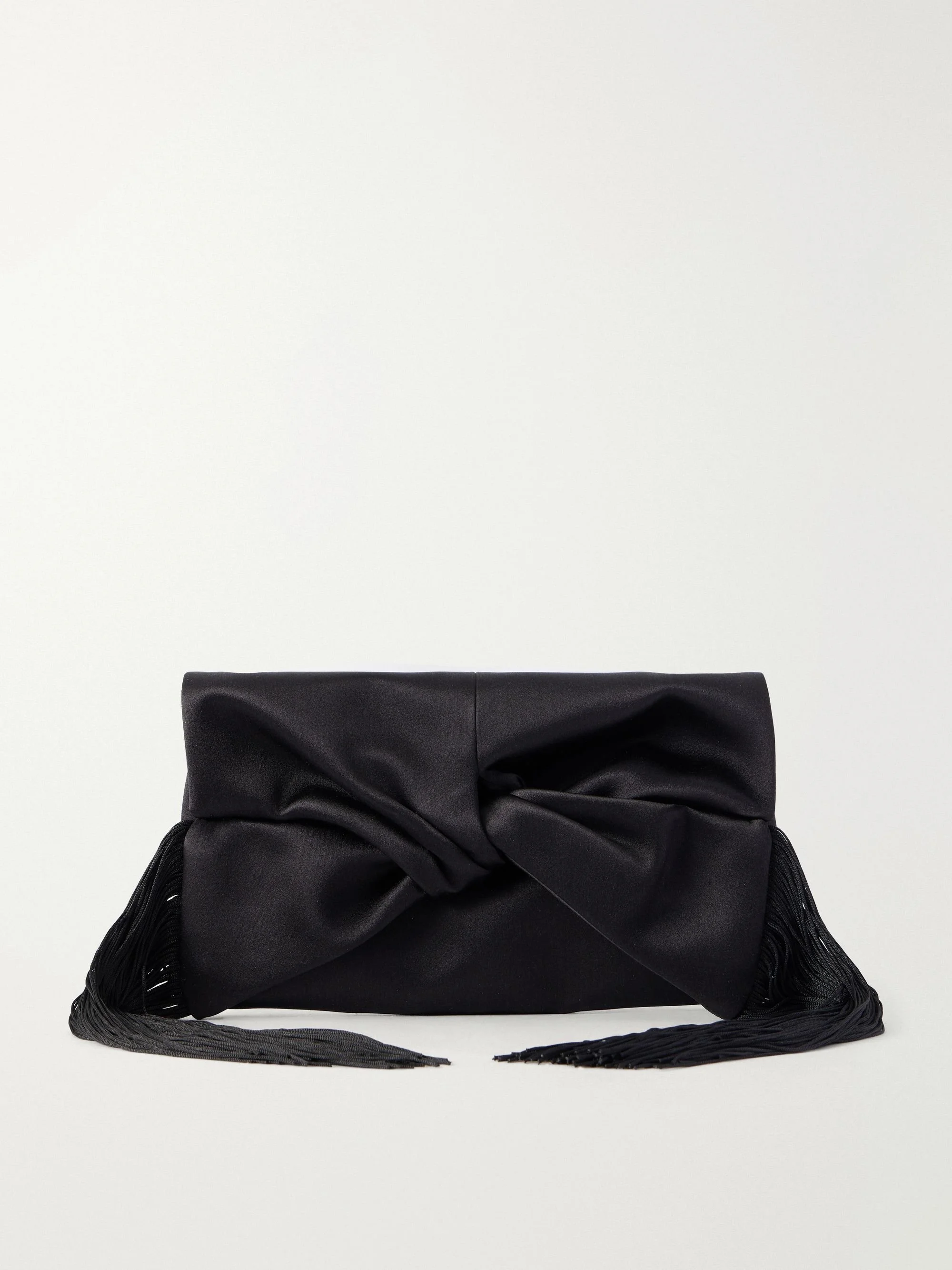 Anya Hindmarch Bow Fringed-Trimmed Satin Clutch