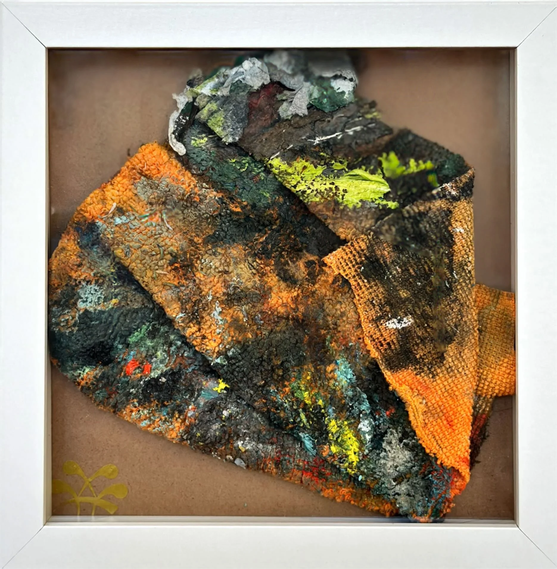 These process cloths—once functional studio tools—are preserved as artifacts of labor, process and conception. Their stains become accidental paintings, mapping the unseen strokes that shaped the larger works. They remind us that process is as sacred