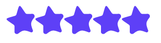 Five purple stars arranged in a row.