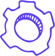 Outline of a gear or cogwheel in blue.