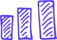 Hand-drawn bar chart with four ascending bars in purple.