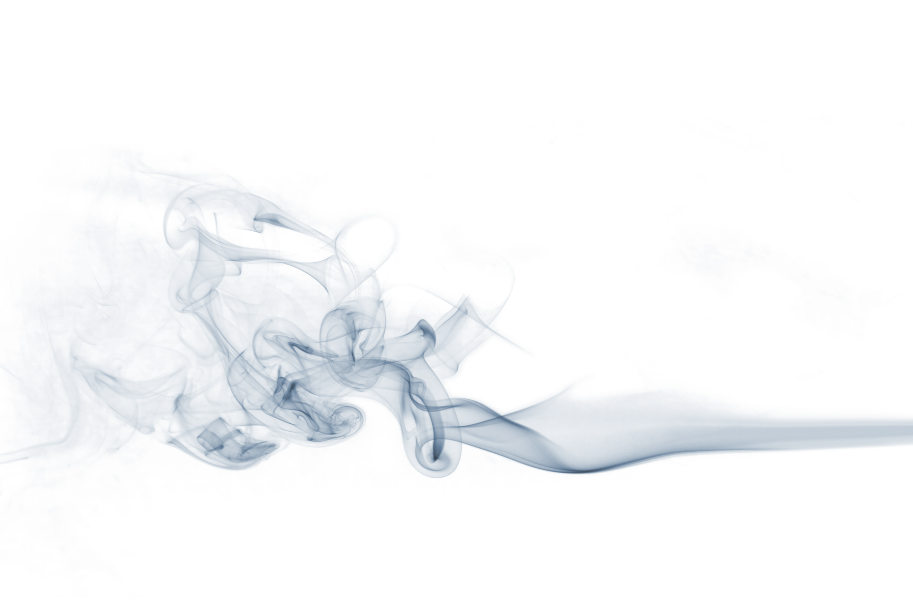 Blue smoke wisps flowing across a white background.
