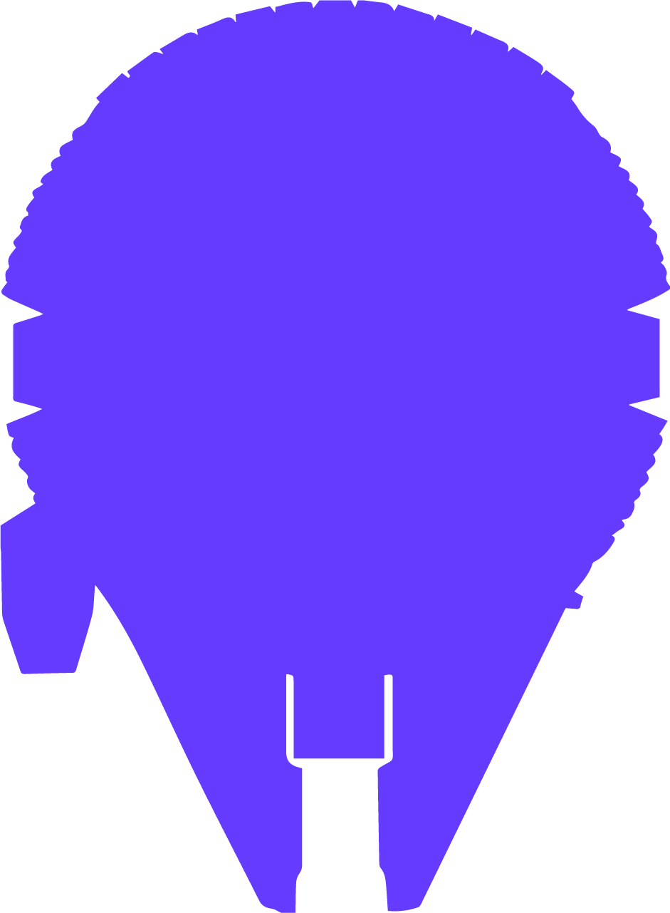 Silhouette of a muffin or cupcake with a paper wrapper and ridged top in purple.