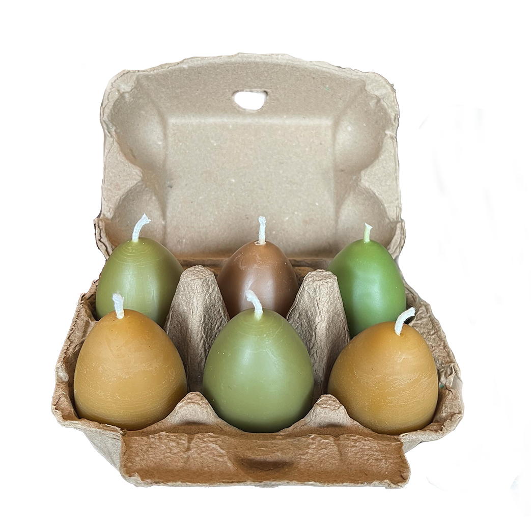 Beeswax Colored Egg Candles - Half Dozen