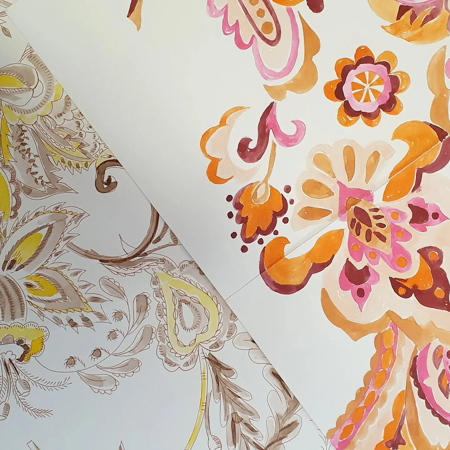 Sarasas are having a moment and we have been handpainting them all week here in the Pattern Circus Studio. Here is a sneak peek at some of our artwork. 
#sarasa #textiledesign #printstudio #pattern #patterncircus
