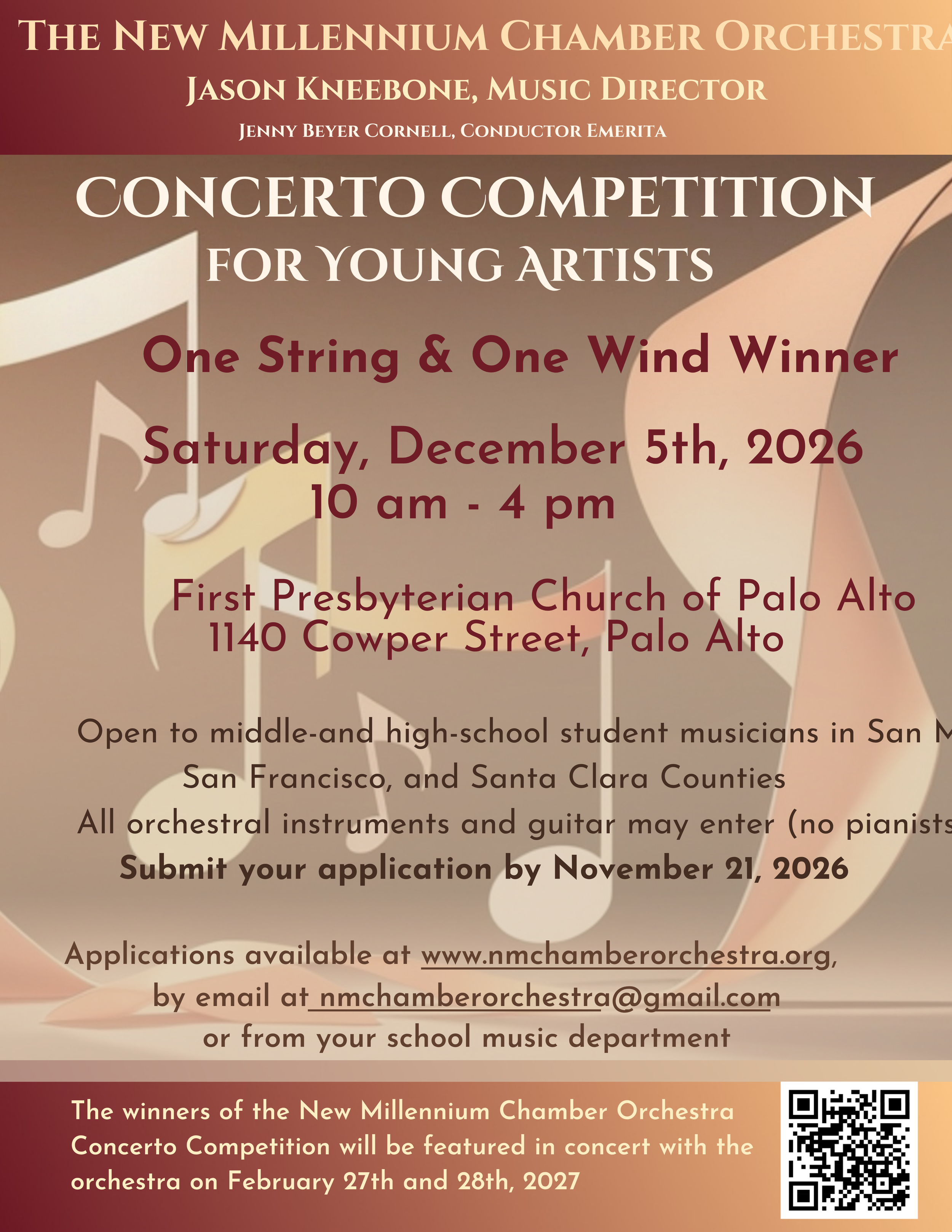 The New Millennium Chamber Orchestra Concerto Competition for Young Artists 2026