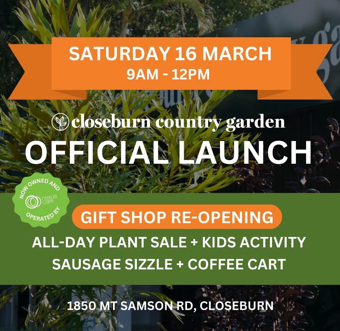 In case you haven&rsquo;t heard yet, we are thrilled to announce our official launch of Closeburn Country Garden next weekend, as an initiative of Nexus Care! 🌱

You&rsquo;re invited to come and check out the hard work and changes that have been hap