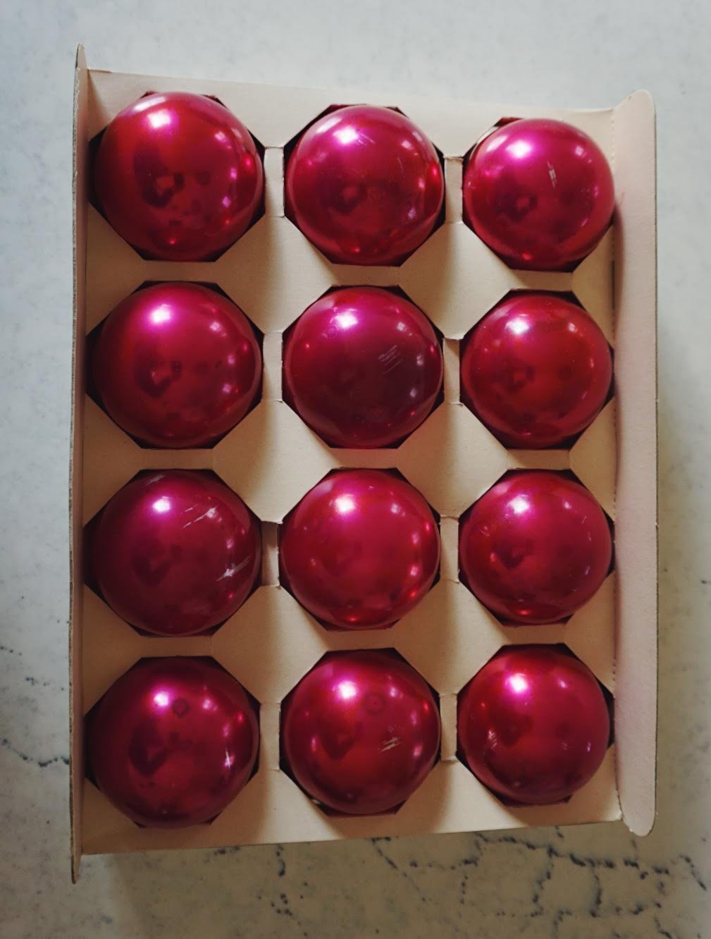 Pink Glass Ornament Set