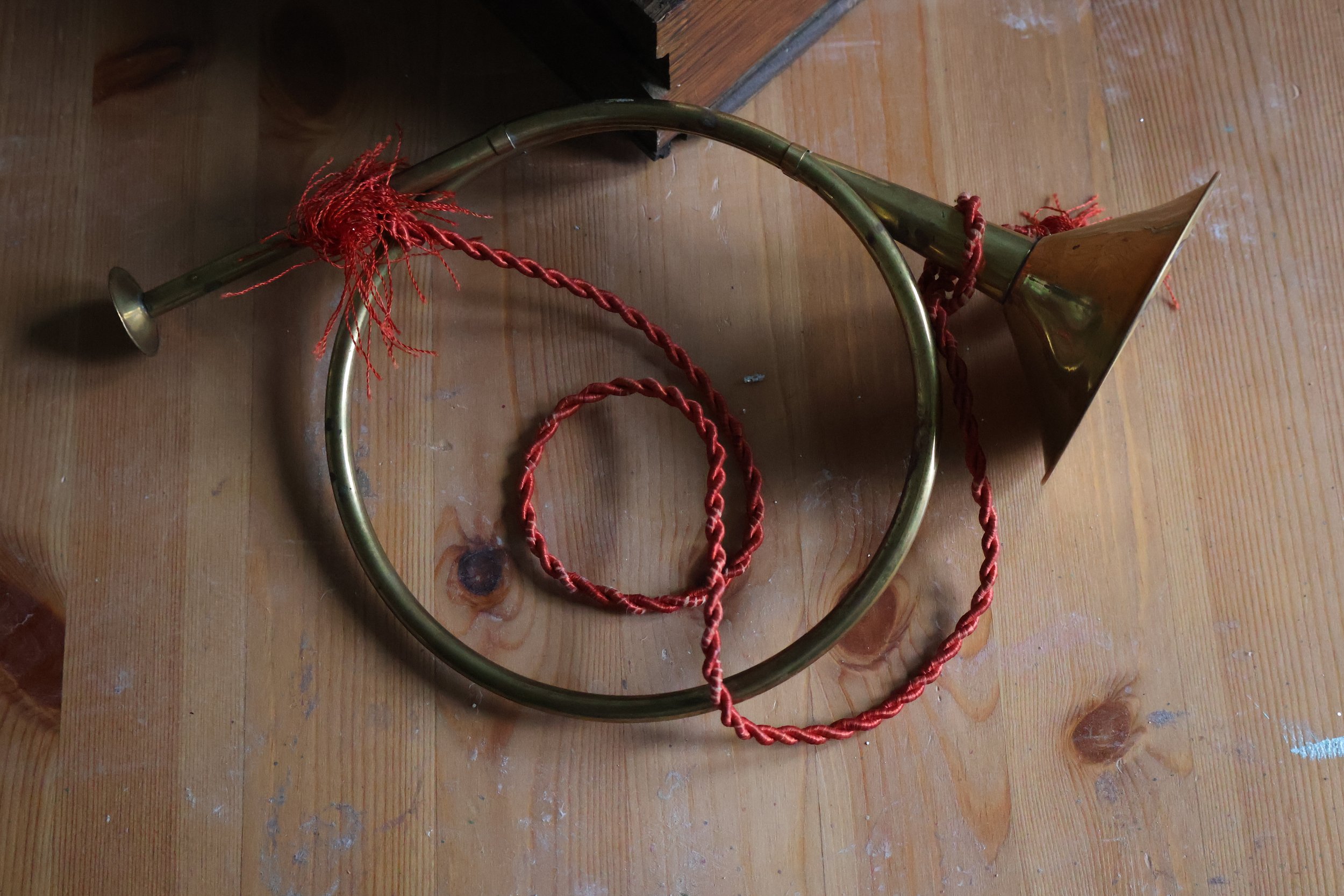 Vintage Round Brass French Horn