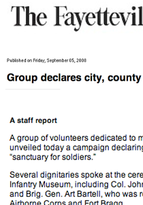 THE FAYETTEVILLE OBSERVER features Sanctuary / Fayetteville