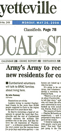 THE FAYETTEVILLE OBSERVER features Army's Army recruit efforts