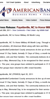 American Banking and Market News features Fayetteville