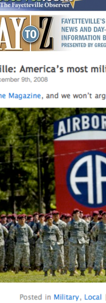 FAYETTEVILLE OBSERVER features Army’s Army
