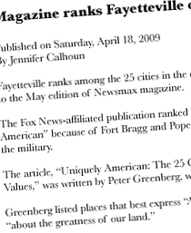 FAYETTEVILLE OBSERVER features Army’s Army