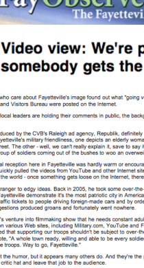 FAYETTEVILLE OBSERVER features Army’s Army