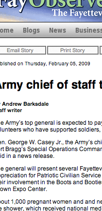 FAYETTEVILLE OBSERVER features Army’s Army