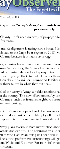 FAYETTEVILLE OBSERVER features Army’s Army