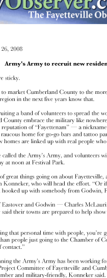 FAYETTEVILLE OBSERVER features Army’s Army