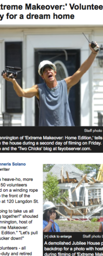 FAYETTEVILLE OBSERVER features Army's Army Joint Effort With Extreme Makeover