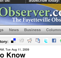 FAYETTEVILLE OBSERVER features Fayetteville