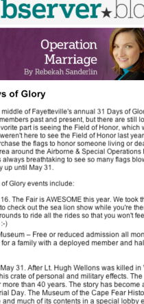 FAYETTEVILLE OBSERVER features Fayetteville