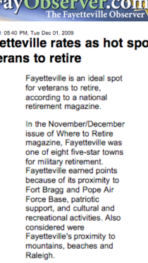 FAYETTEVILLE OBSERVER features Fayetteville