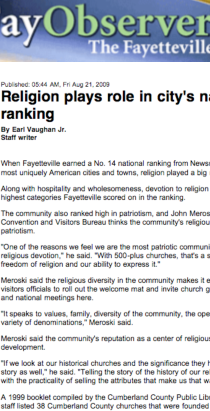 FAYETTEVILLE OBSERVER features Fayetteville