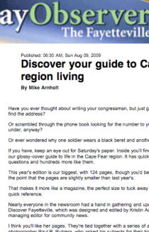 FAYETTEVILLE OBSERVER features Fayetteville