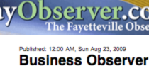 FAYETTEVILLE OBSERVER features Fayetteville