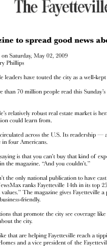 FAYETTEVILLE OBSERVER features Fayetteville