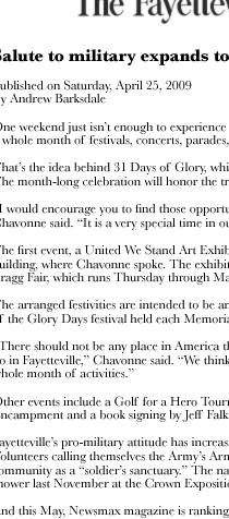 FAYETTEVILLE OBSERVER features Fayetteville