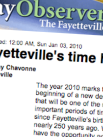 FAYETTEVILLE OBSERVER features Fayetteville