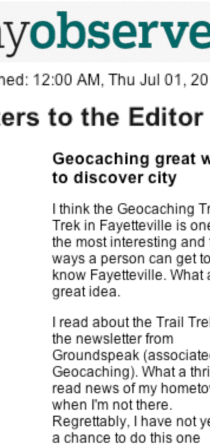 FAYETTEVILLE OBSERVER features Fayetteville