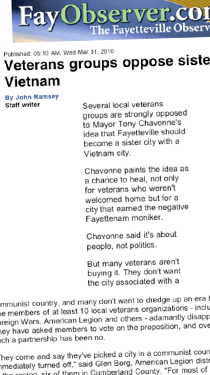 FAYETTEVILLE OBSERVER features Fayetteville