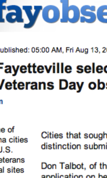 FAYETTEVILLE OBSERVER features Fayetteville