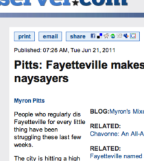FAYETTEVILLE OBSERVER features Fayetteville
