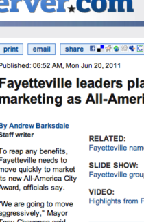 FAYETTEVILLE OBSERVER features Fayetteville 