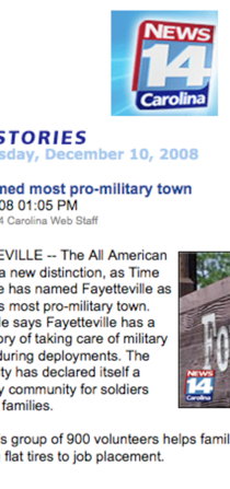 NEWS 14 CAROLINA features Army's Army and Fayetteville