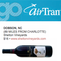 Air Tran Highlights Shelton Vineyards