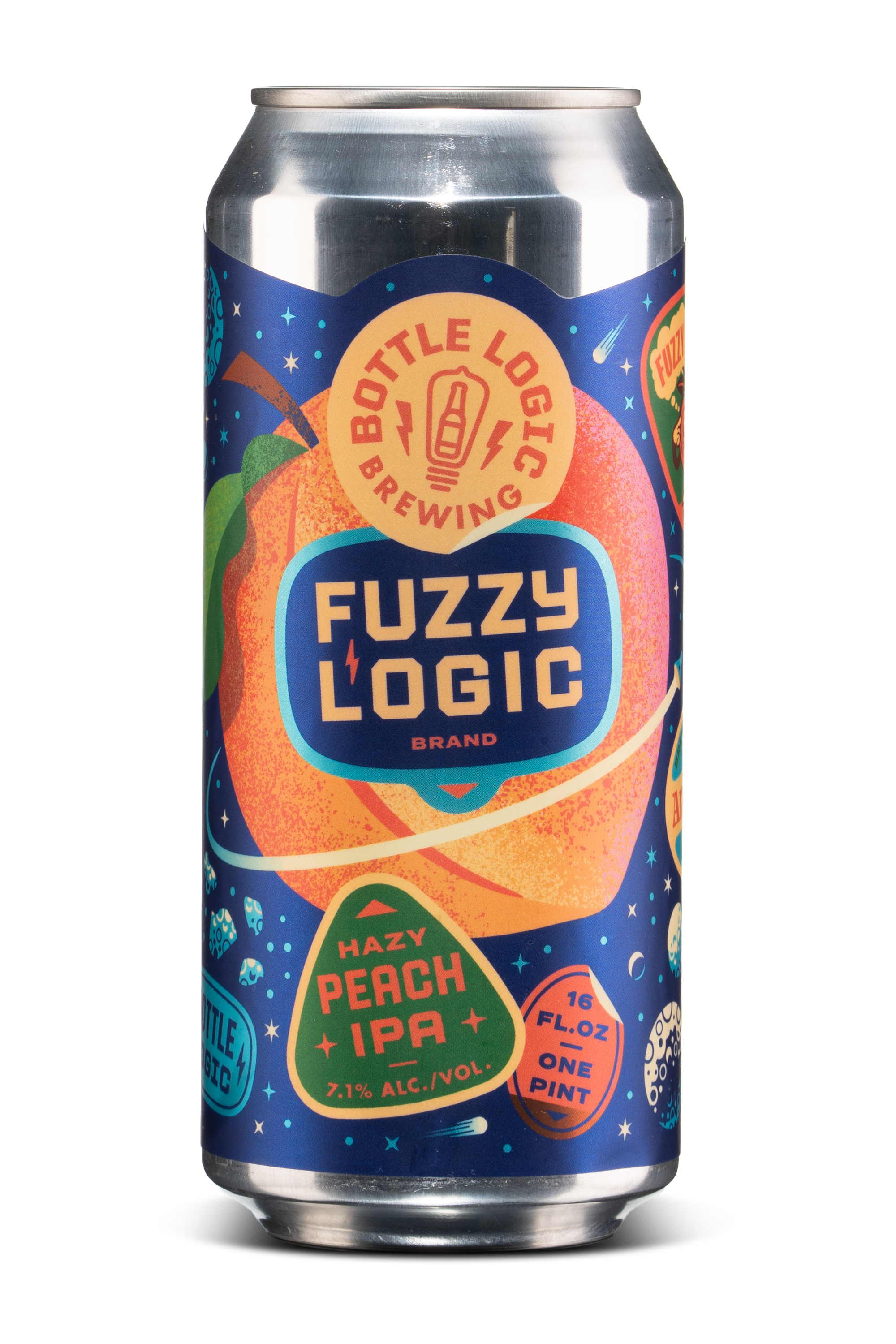Fuzzy Logic Peach IPA can label