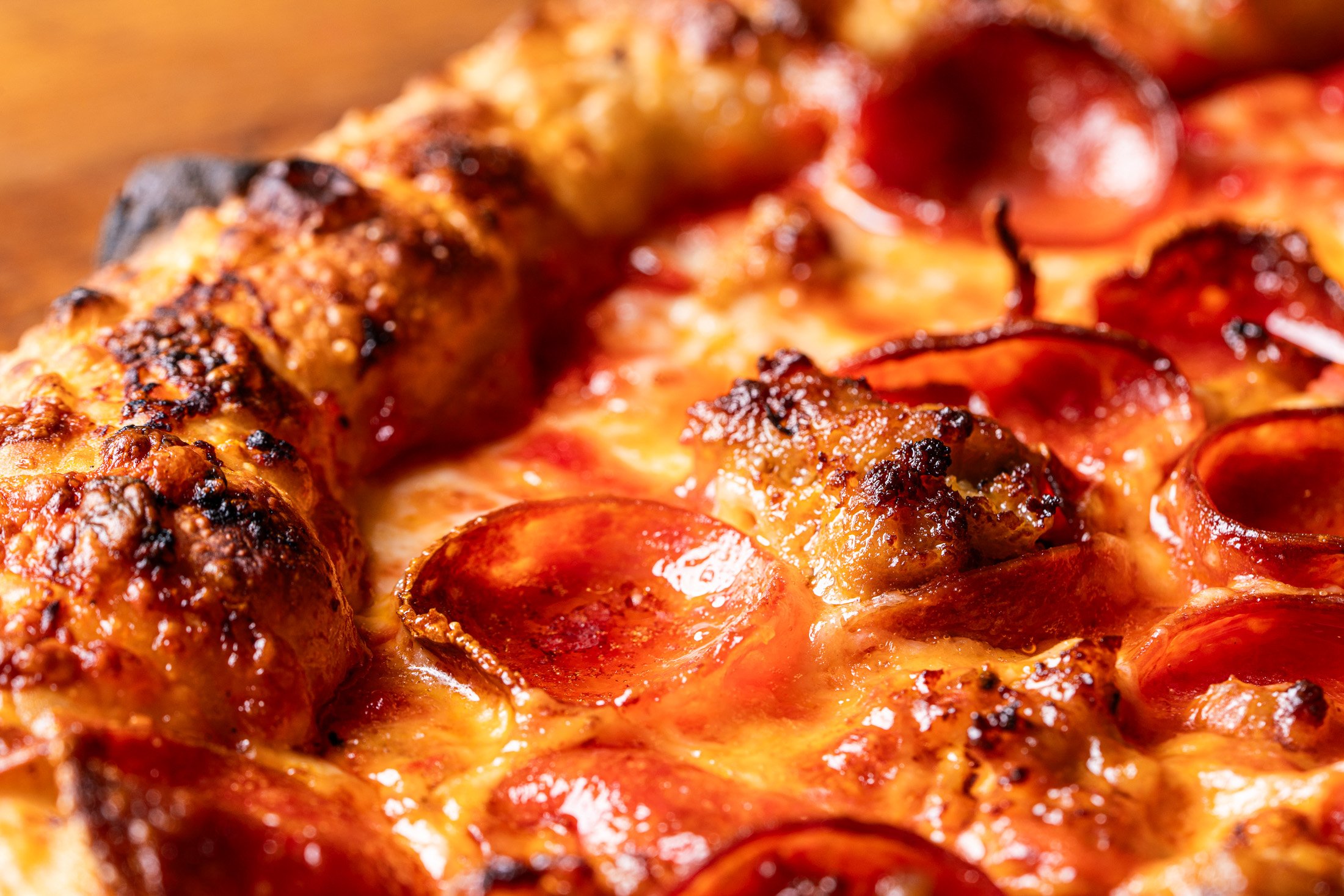 detail view of double trouble pizza