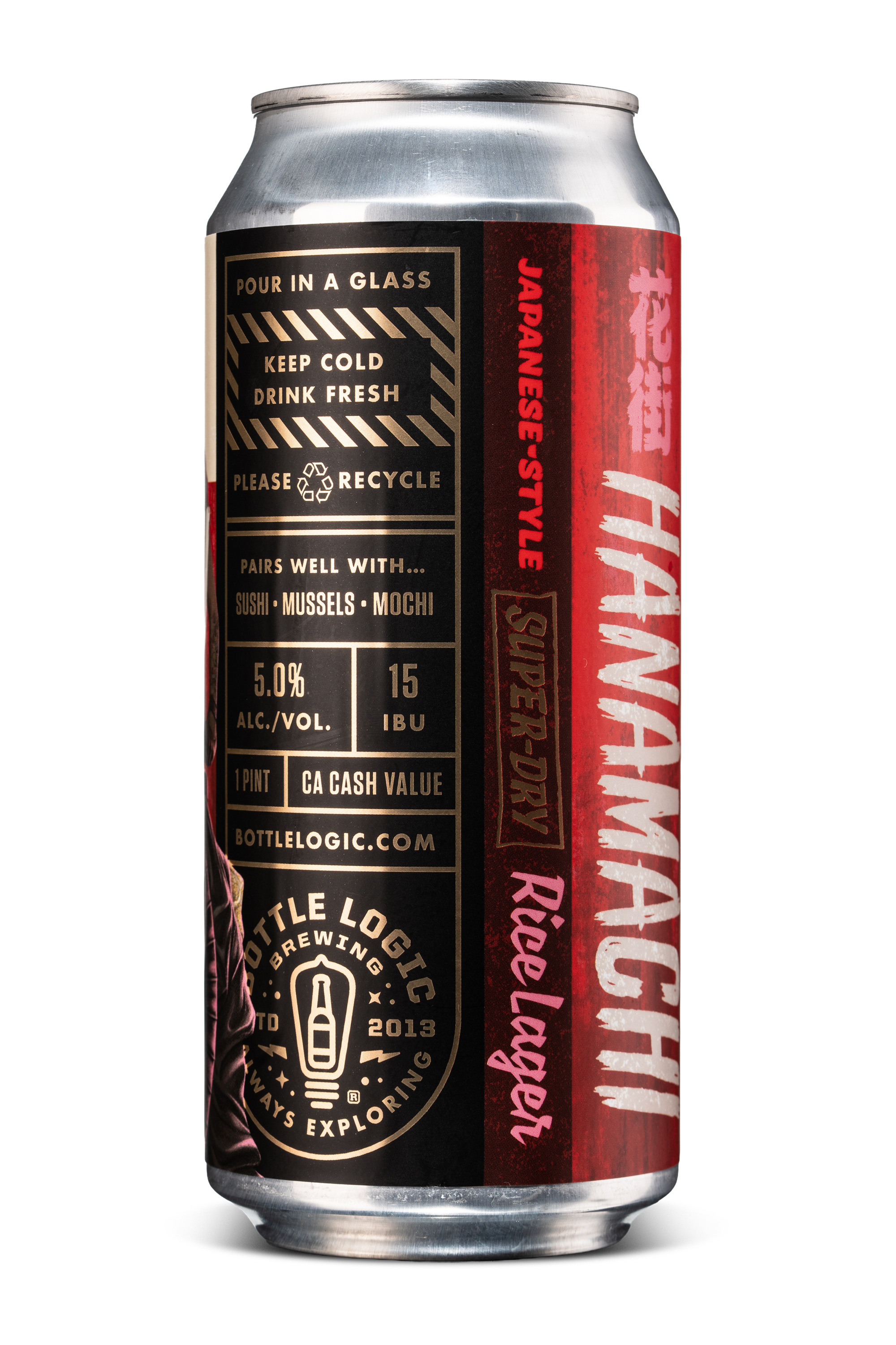 Bottle Logic Hanamachi Rice Lager label info.