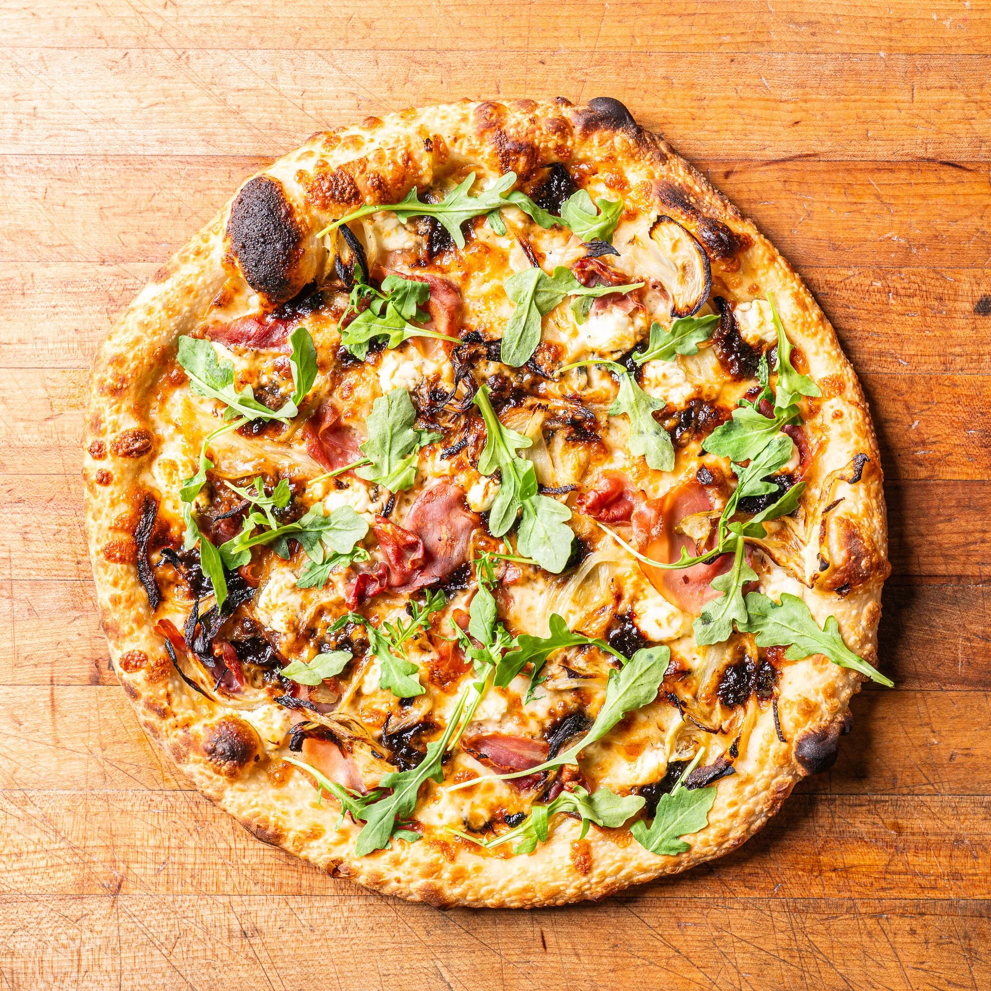 Overhead view of the Fig and Prosciutto special