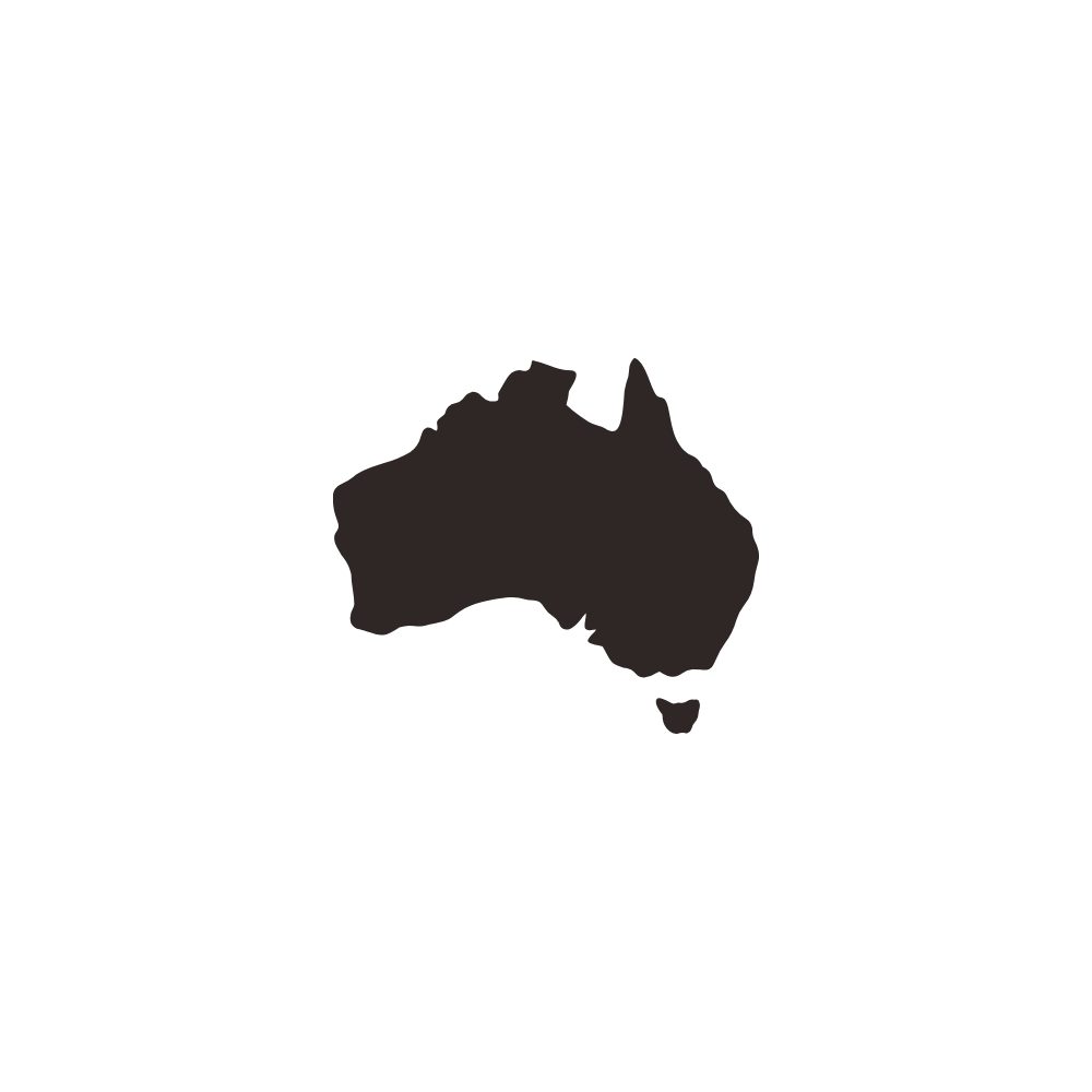 Map of Australia with country outline in black on a white background.