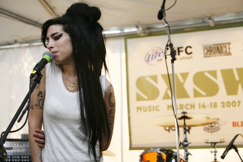 Amy Winehouse: UK SXSW opening party at Brush Square, co-produced by BU, BBC, BPI and Metropolis Music in 2007 (Image: © Daniel Boud / Retna Ltd)