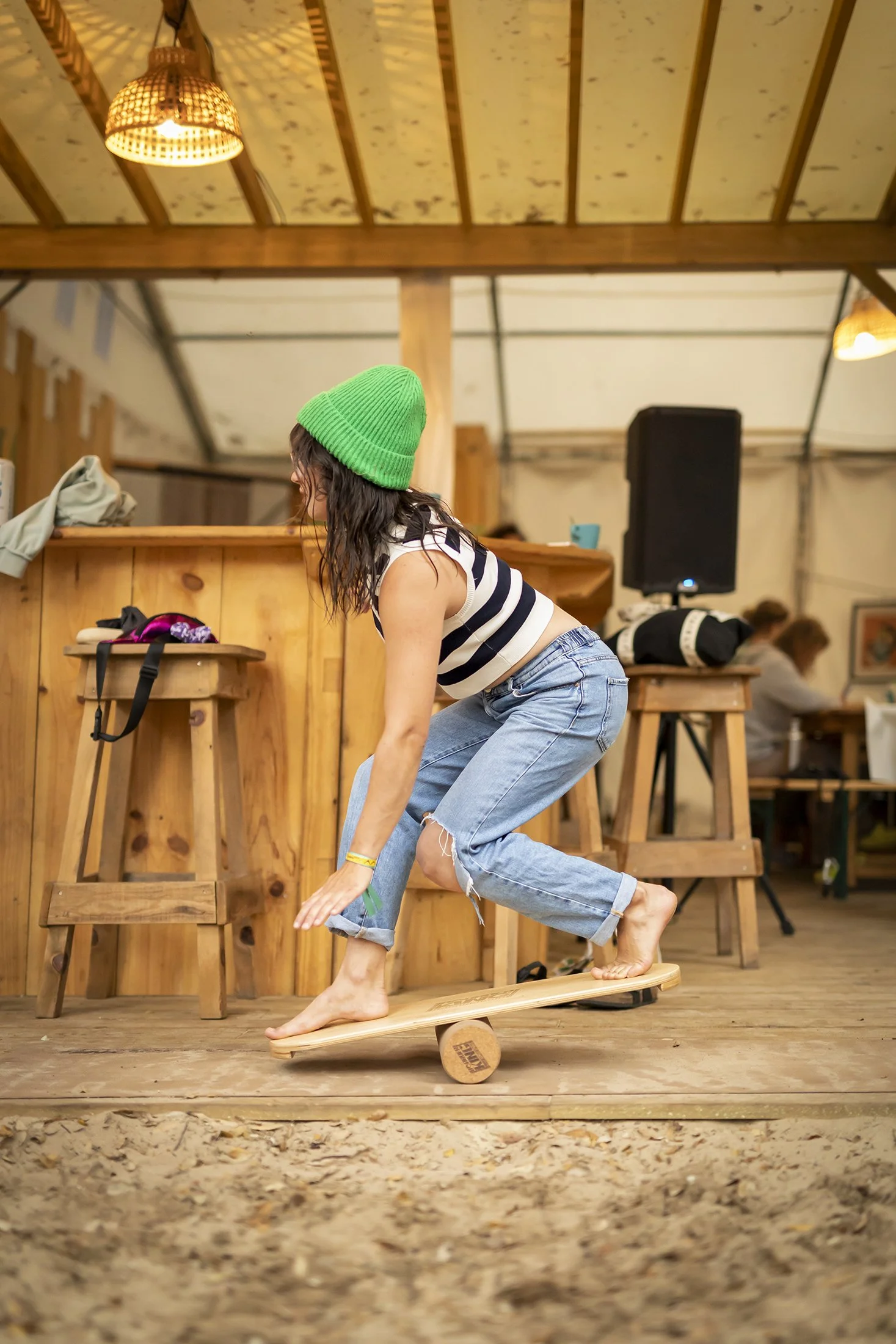 A person practicing balance board