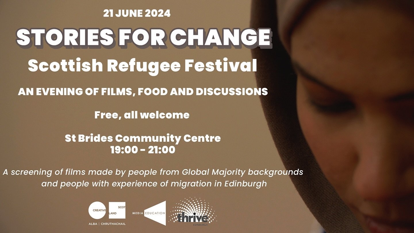 🔔 exciting news!!! We will be hosting a screening as part of the Scottish Refugee Festival!! On 21st June we will be showing films we have made with Thrive and Creative Scotland by people from global majority backgrounds and/or migrant experience. T